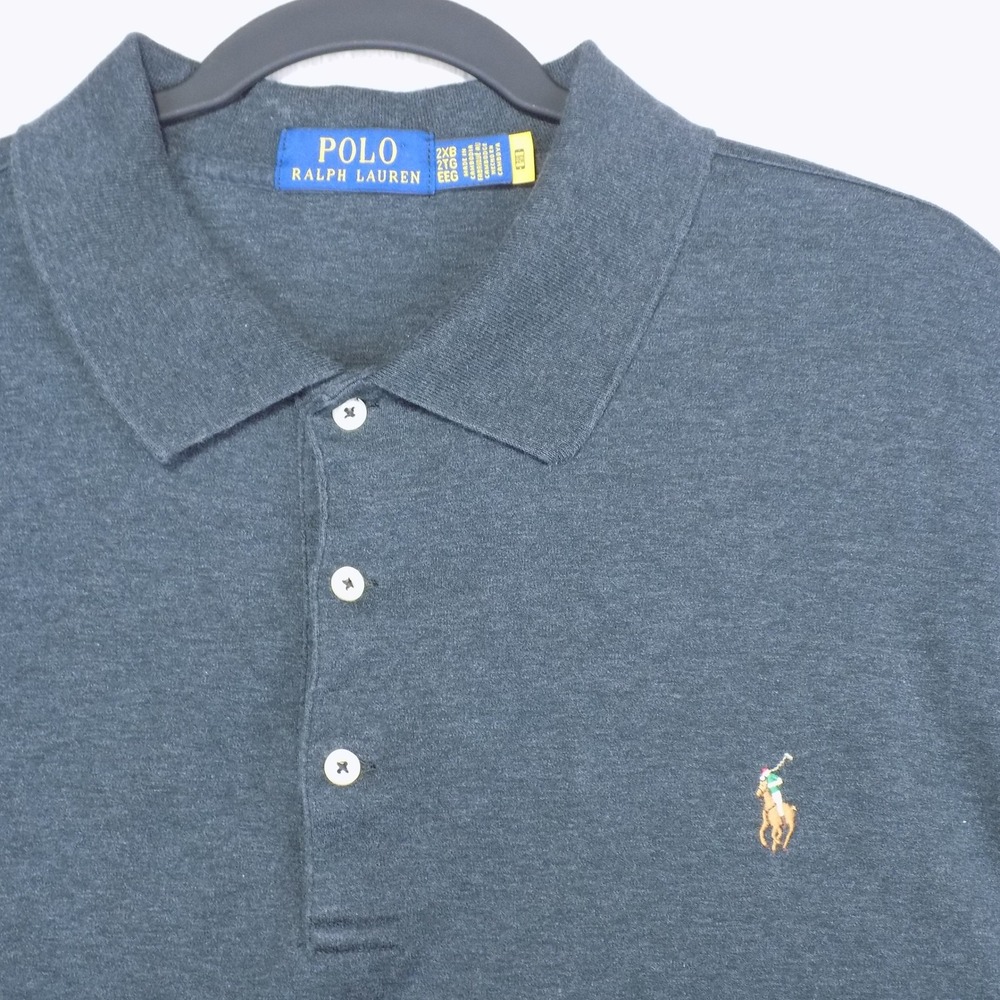 Polo Ralph Lauren Classic Polo Shirt Mens 2XB Charcoal Grey Embroidered Pony EUC